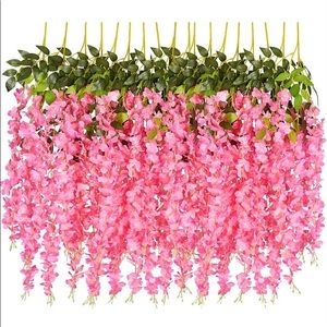 Faux Pink Flowers Floral Vine Wisteria Party Wedding Decor Hanging 11 Branches